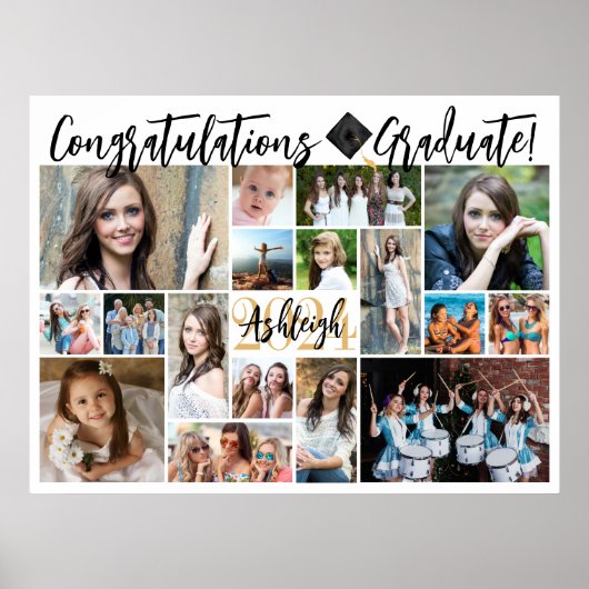 Poster Script moderne Graduate 17 Photo Collage (Devant)
