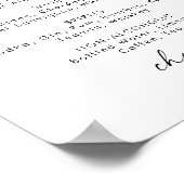 Poster Script moderne Mariage Boissons Menu Signer (Coin)