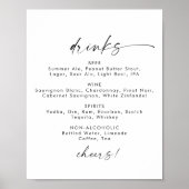 Poster Script moderne Mariage Boissons Menu Signer (Devant)