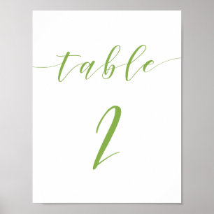 Poster Script moderne mariage table numéro 2 signe