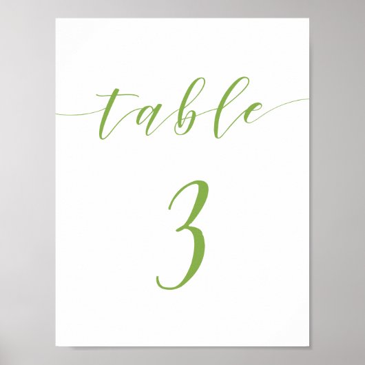Poster Script moderne mariage table numéro 3 signe (Devant)