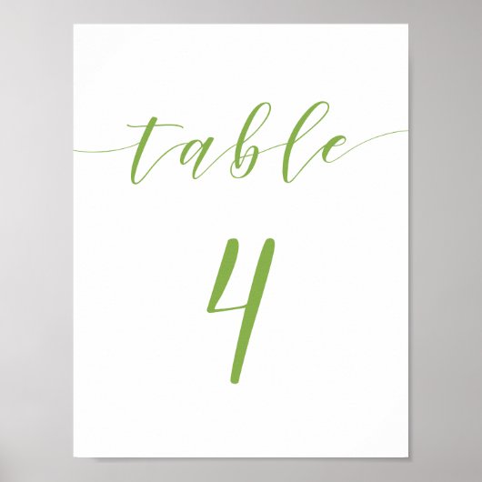 Poster Script moderne mariage table numéro 4 signe (Devant)