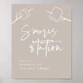 Poster Script moderne Marshmallow S'mores Station (Devant)