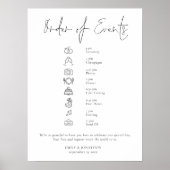 Poster Script moderne noir blanc Mariage Ordre des événem (Devant)