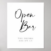 Poster Script moderne Open Bar Mariage (Devant)