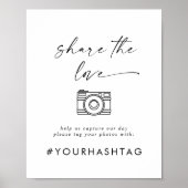Poster Script moderne Partager Le Hashtag Mariage d'amour (Devant)