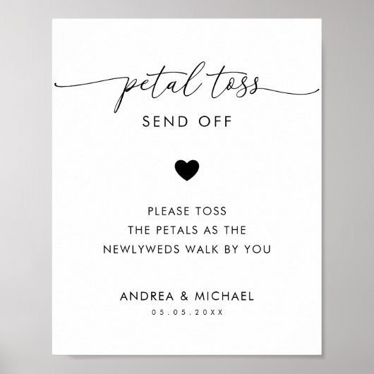 Poster Script moderne Petal Toss Envoyer Signal Mariage (Devant)