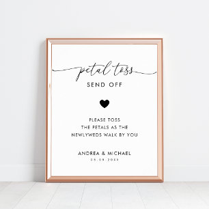 Poster Script moderne Petal Toss Envoyer Signal Mariage
