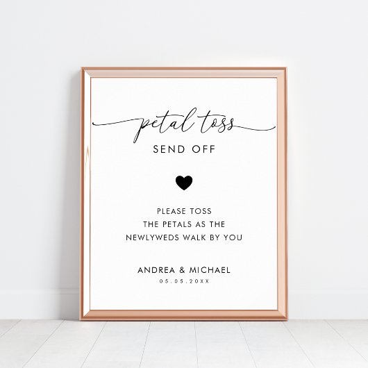 Poster Script moderne Petal Toss Envoyer Signal Mariage