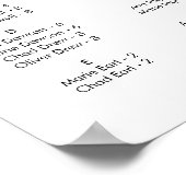 Poster Script moderne Plan horizontal de siège alphabétiq (Coin)