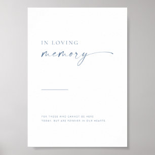 Poster Script Moderne Simple En Mémoire De Signe Bleu