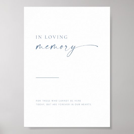 Poster Script Moderne Simple En Mémoire De Signe | Bleu (Devant)