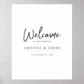 Poster Script moderne simple Mariage noir et blanc Accuei (Devant)