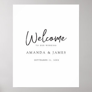 Poster Script moderne simple Mariage noir et blanc Accuei