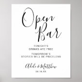 Poster Script moderne Simple Open Bar Sign (Devant)