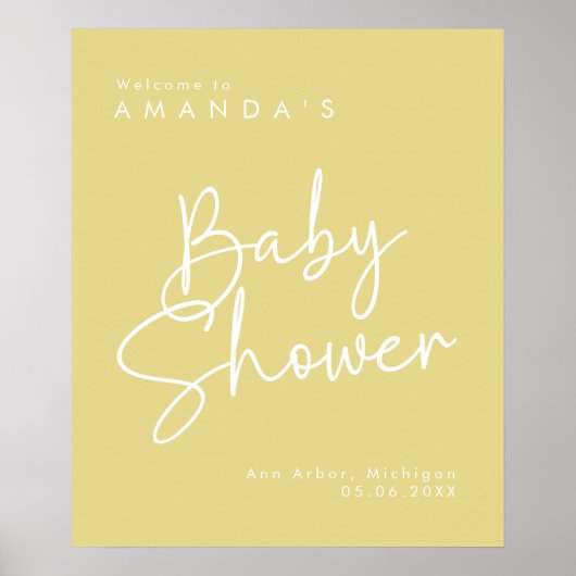 Poster Script moderne Yellow Oh Baby Simple Accueil Poste (Devant)
