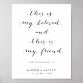 Poster Script noir et blanc Ceci est mon Mariage bien-aim (Devant)