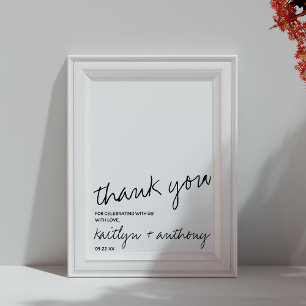Poster Script noir et blanc moderne Mariage minimaliste