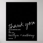 Poster Script noir et blanc moderne Mariage minimaliste (Devant)