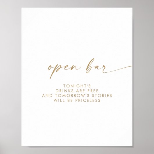 Poster Script or moderne Open Bar Sign (Devant)