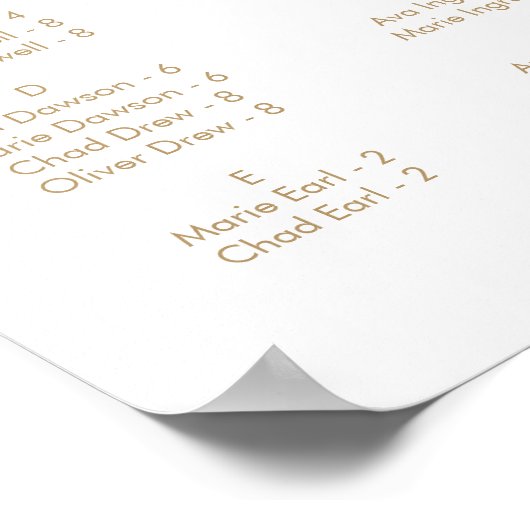 Poster Script Or moderne Siège Alphabétique Horizontal (Coin)