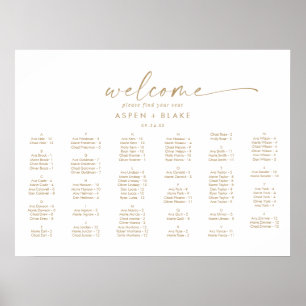 Poster Script Or moderne Siège Alphabétique Horizontal