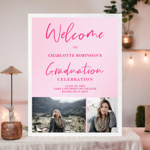 Poster Script photo rose néon rétro bienvenue graduation