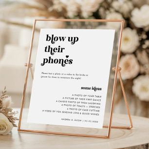 Poster Script Rétro Blow Up their Phones Mariage Sign