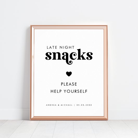 Poster Script rétro Snacks tardifs de nuit Signal Mariage