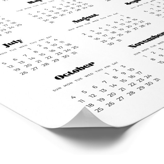 Poster Script rétro vintage 2023 calendrier (Coin)