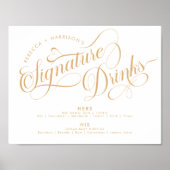 Poster Script romantique Signature Boissons Mariage Bar O (Devant)