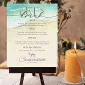 Poster Script Rose de plage Bachelorette Boissons Menu Si