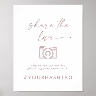 Poster Script Rose Moderne Partager Le Hashtag Mariage Am