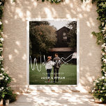 Poster Script Signature Coeur Bienvenue Mariage Photo<br><div class="desc">Panneau de bienvenue du mariage minimal.</div>