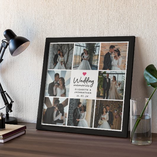 Poster Script Wedding Memories Heart Couple Photo Collage