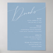 Poster Script Whimsical | Menu Boissons Mariage Dusty Blu (Devant)