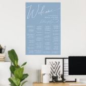 Poster Script Whimsical | Siège Alphabétique bleu Dusty (Bureau à domicile)