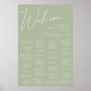 Poster Script Whimsical   Siège Alphabétique Vert Sage