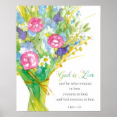 Poster Scripture 1 John 4:16 God is Love Religious Flower (Devant)