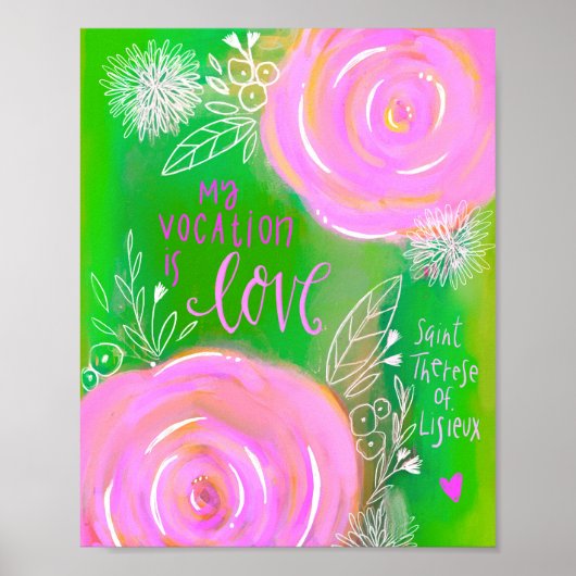 POSTER SCRIPTURE FLORALE ART IMPRIMER ST THERESSE (Devant)