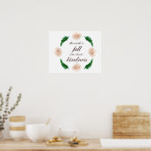 Poster Scripture, Psaume 33, White Roses & Green Branches (Cuisine)