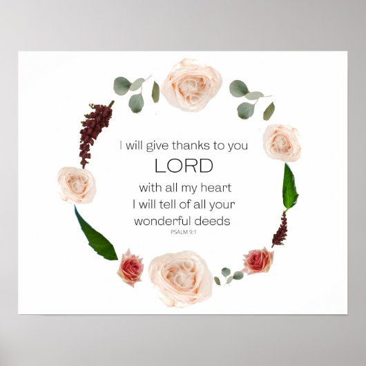 Poster Scripture, Psaume 9, All Your Wonderful Deeds LORD (Devant)