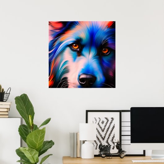 POSTER SCRUFFER BLEU N RED TERRIER CHIEN (Bureau à domicile)