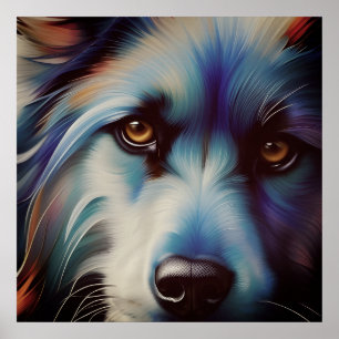 POSTER SCRUFFY BLUE N RUST TERRIER CHIEN FERMER