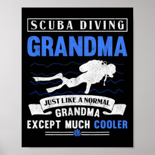 Poster Scu Diving Grand-mère Plongée Grand-mère Sous-mari