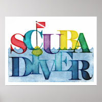 Scuba diver colorful scuba diving