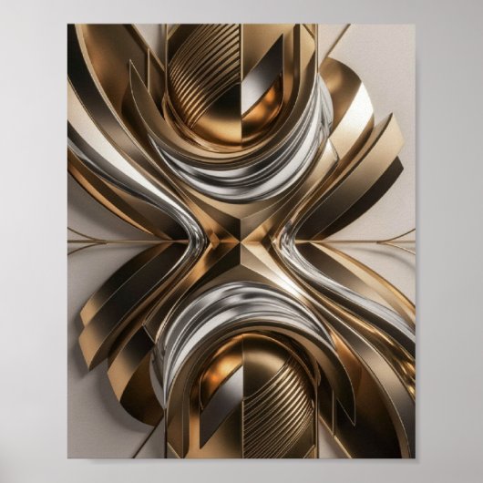 Poster Sculpture Abstraite d'or et d'argent (Devant)