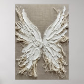 Poster Sculpture d'ailes d'ange texturées blanches sur li (Devant)