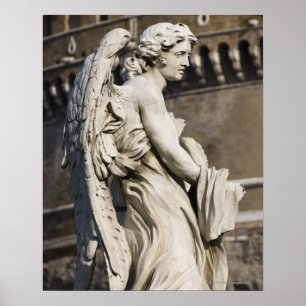 Poster Sculpture d'ange avec le vêtement et les matrices