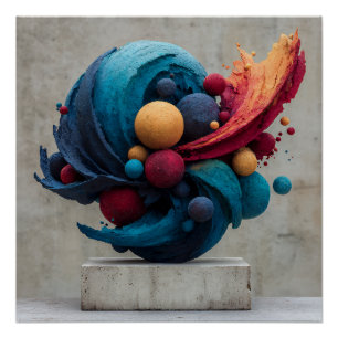 Poster Sculpture de couleur explosive à sphère vibrante f
